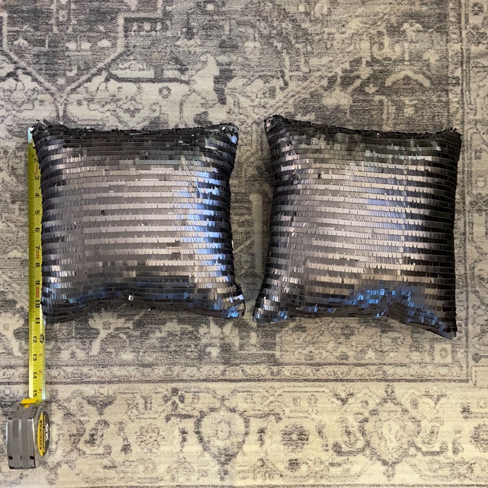 2 Gunmetal Sequin Pillows